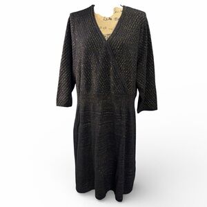 Lane Bryant Black Sweater Dress with Gold Metallic Thread. EC. Size 22/24